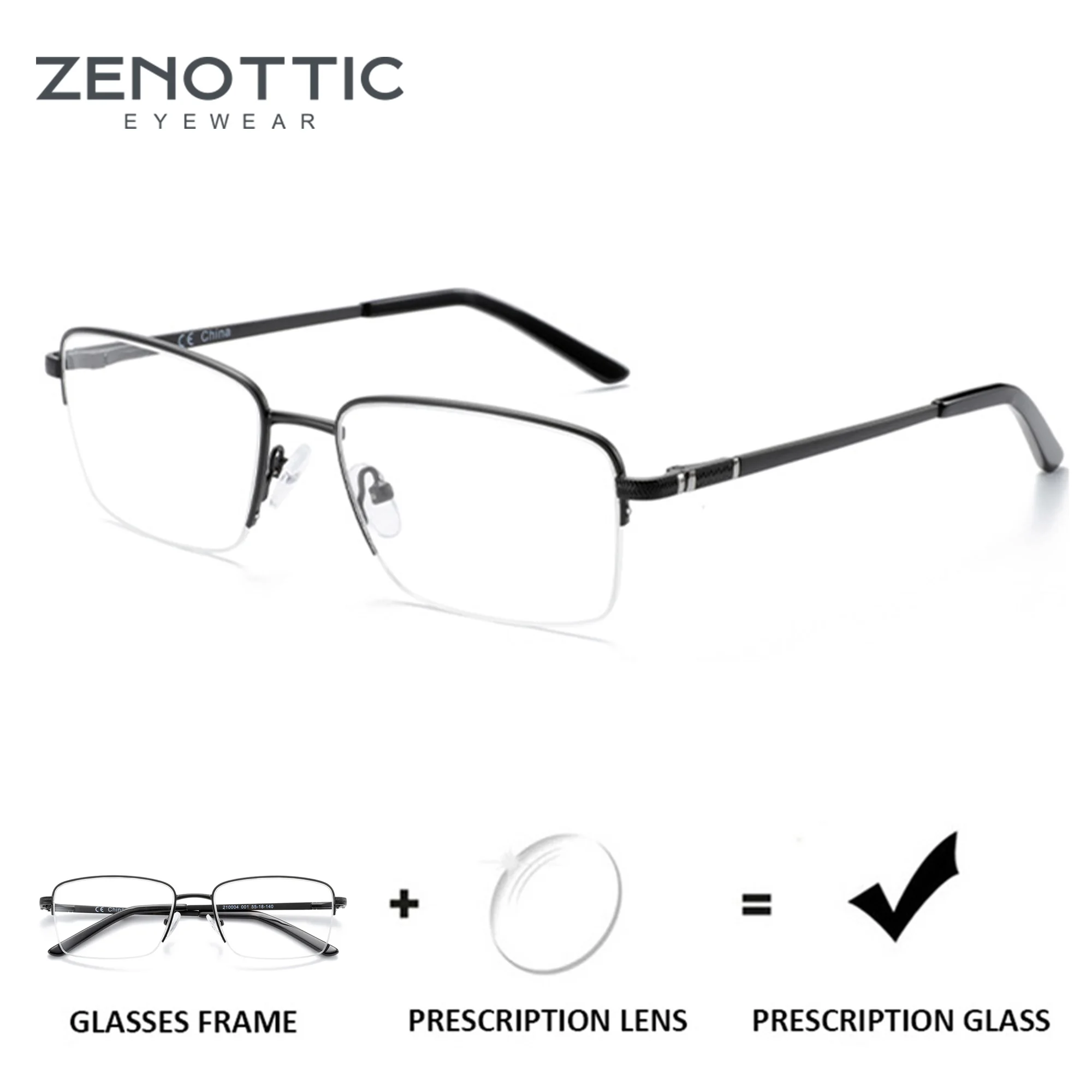 ZENOTTIC 2024 Fashion Alloy Prescription Glasses Men Anti-Blue-Ray/Photochromic  Myopia Eyewear Optical Eyeglasses