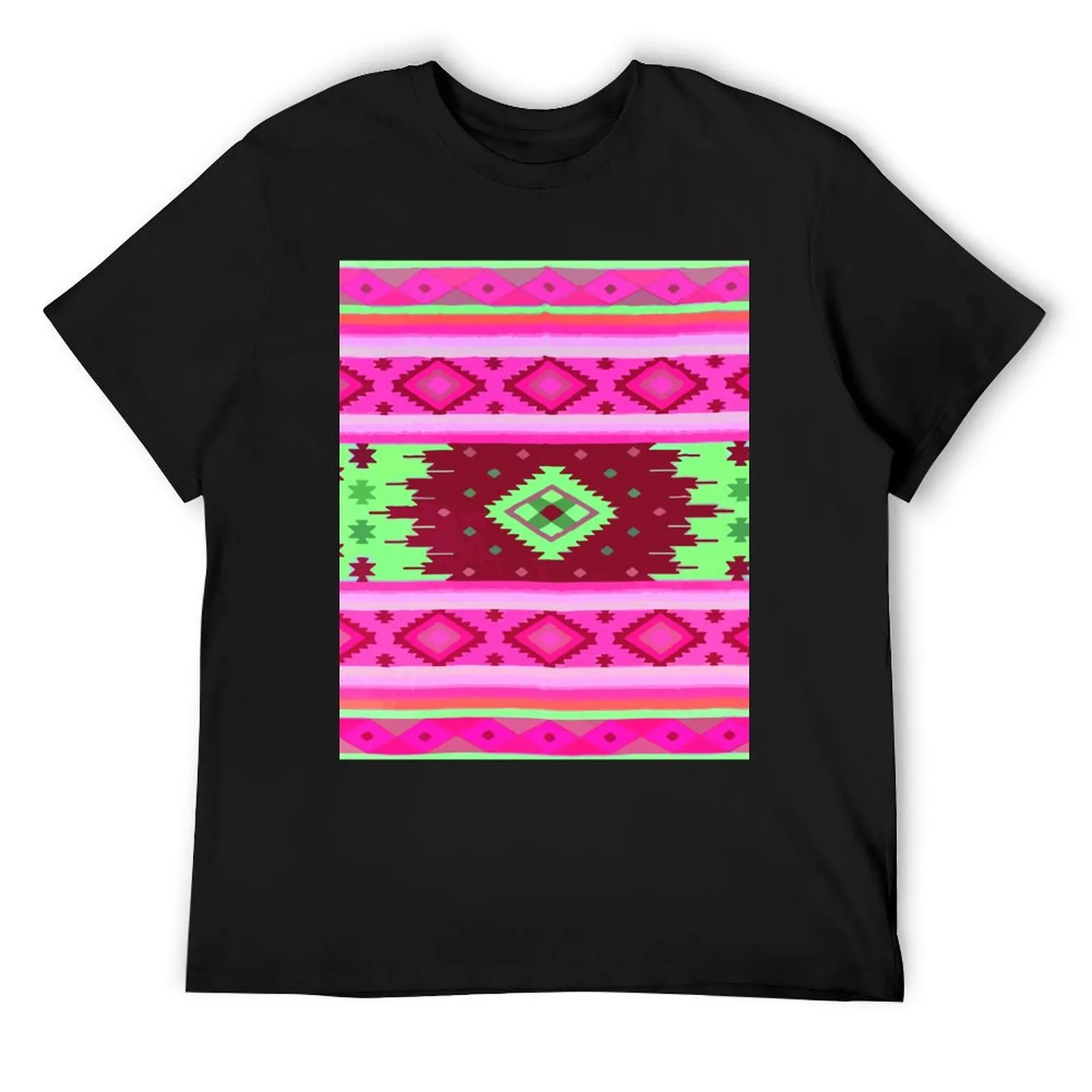 Hot pink southwest flair dopamine dressing maximalist folk art boho chic decor T-Shirt anime customs mens clothes