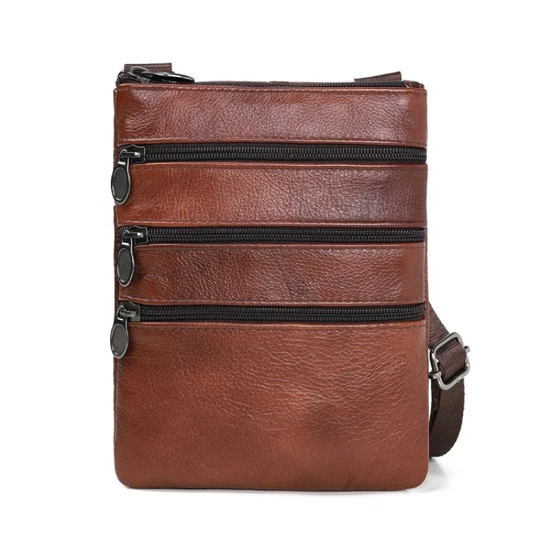 Prawdziwa krowia skóra biznesowa torba męska listonoszka suwak projekt jednolita torba Crossbody torby męskie duża pojemność czarna torba na ramię dla mężczyzn