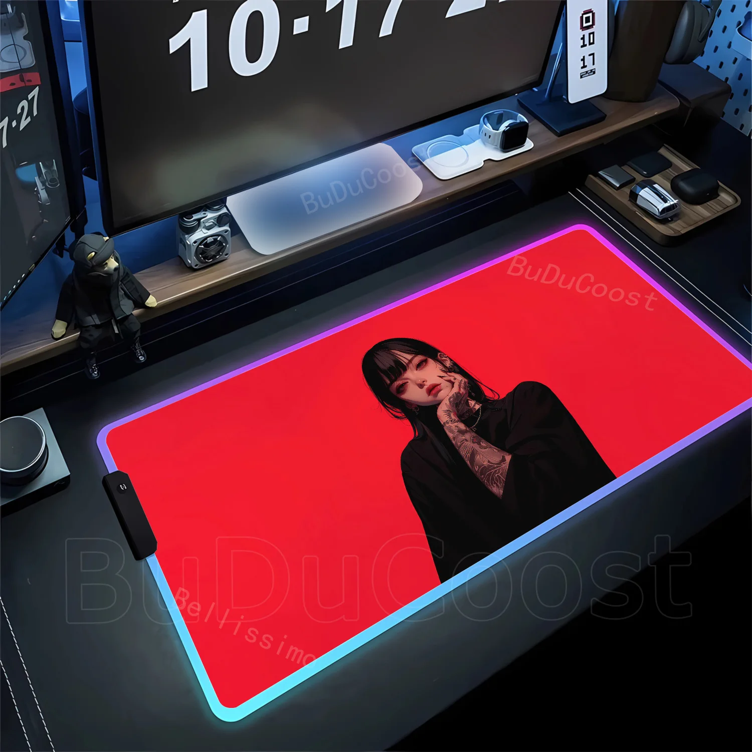 

RGB Devil girl Office Kawaii Rubber DeskMat Gamer Mousepads Xxl Girl Large Mouse Pad Computer Accessories Stitch Gaming Mousepad