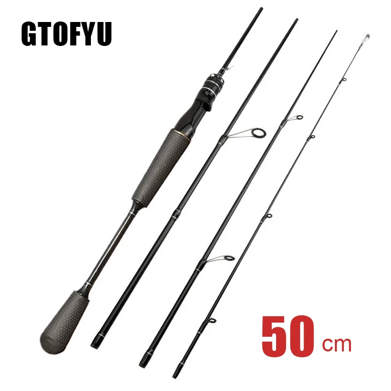 

GTOFYU Casting Spinning Fishing Rod 2.1m UltraLight Carbon Fiber Rod Pole 4 Section with Rubber Handle Baitcasting Fishing Rod