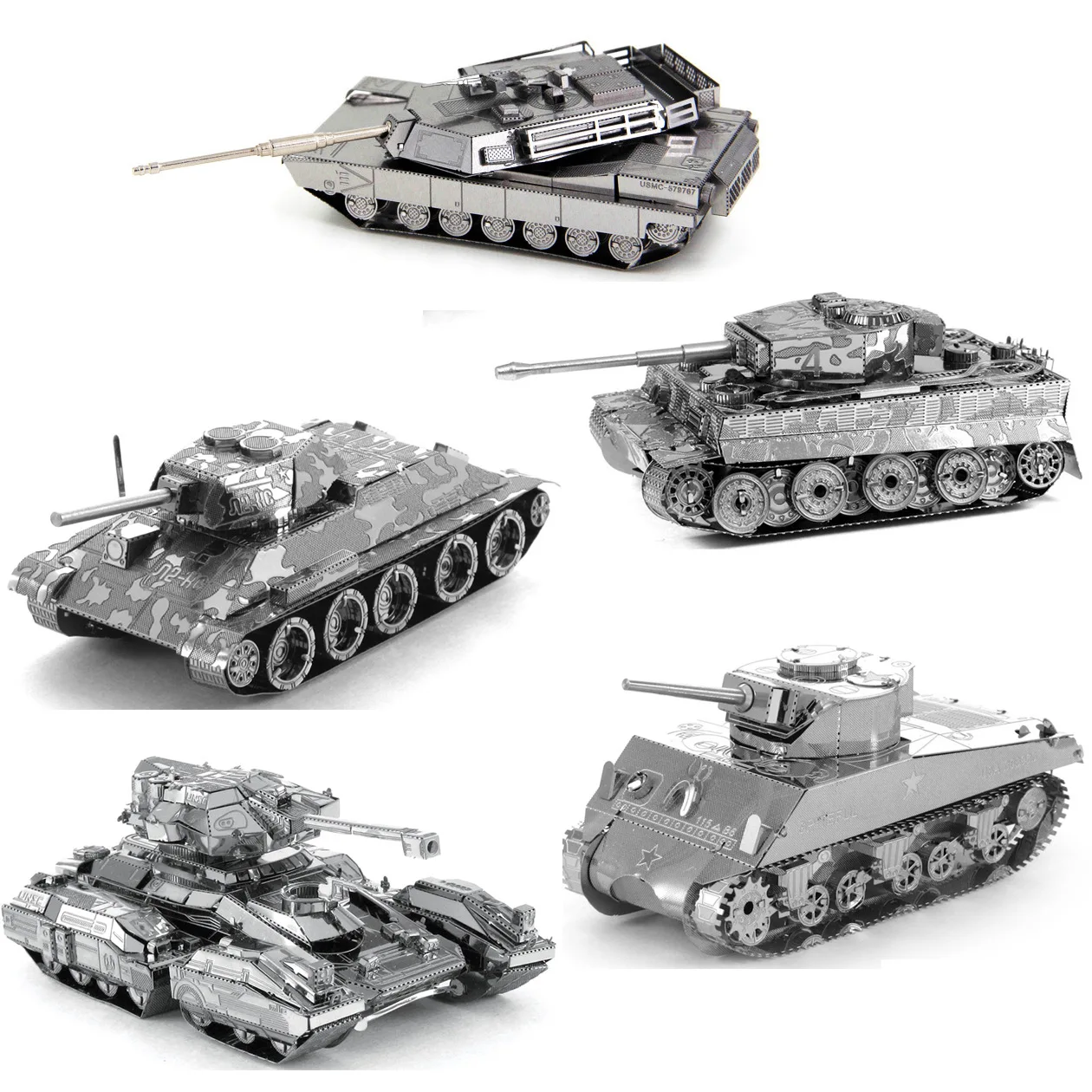

AiPin Metal Assembly Model DIY 3D Puzzle Chief Tank JS-2 Tank Sherman Tank Tiger Tank Home Desk Small Ornament Handicrafts Gift