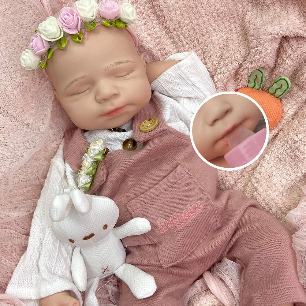 Doll Enthusiast Realistic 20 Inch Washable Silicone Reborn Doll Pascale Sleeping Hand-Painted 3D Veins Reborn Doll Spain Gift