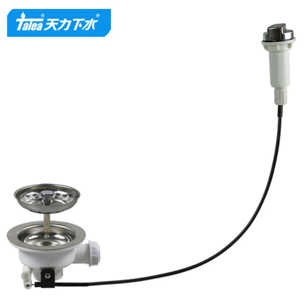 Kitchen Sink Table Control Drain 114mm Vegetable Basin Accessories Knob Control Drain
