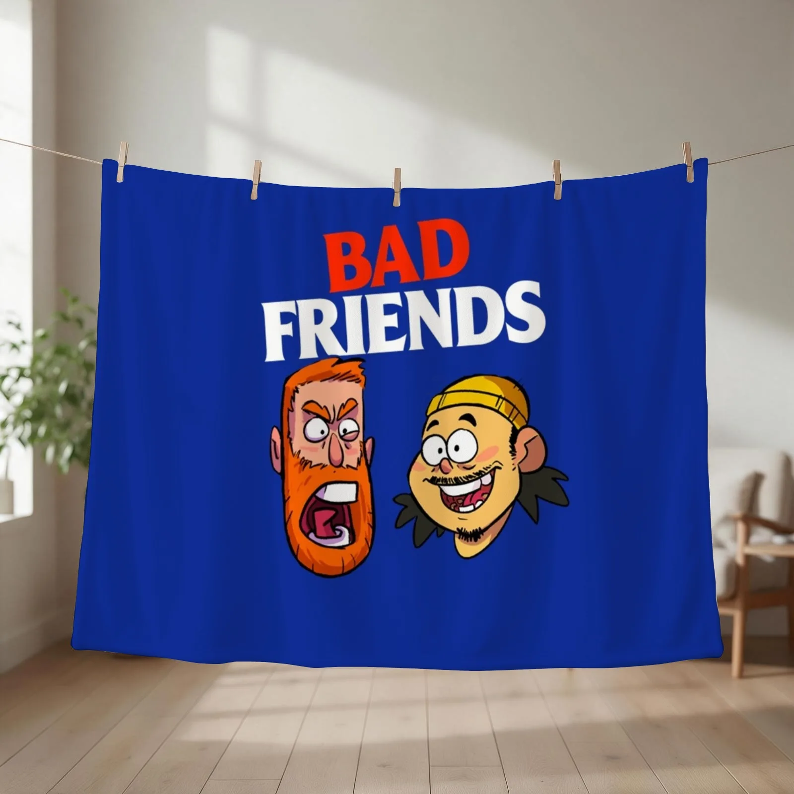 Bad Friends Podcast Merch T-ShirtBad Friends Podcast T-Shirt_by SneakerartShop_ Throw Blanket Shaggy Custom Sofa Throw Blankets