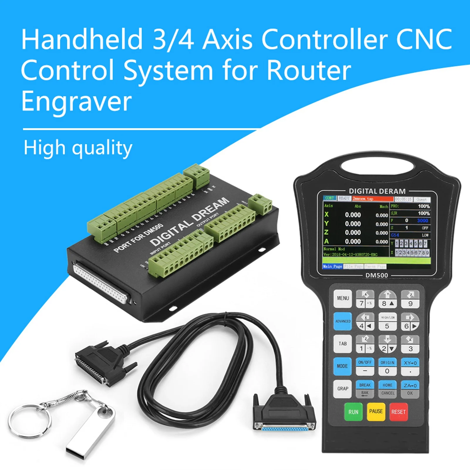 1 Juego de controlador portátil 3/4, sistema de Control CNC para enrutador, controlador de grabador, sistema de Control de grabador, controlador portátil