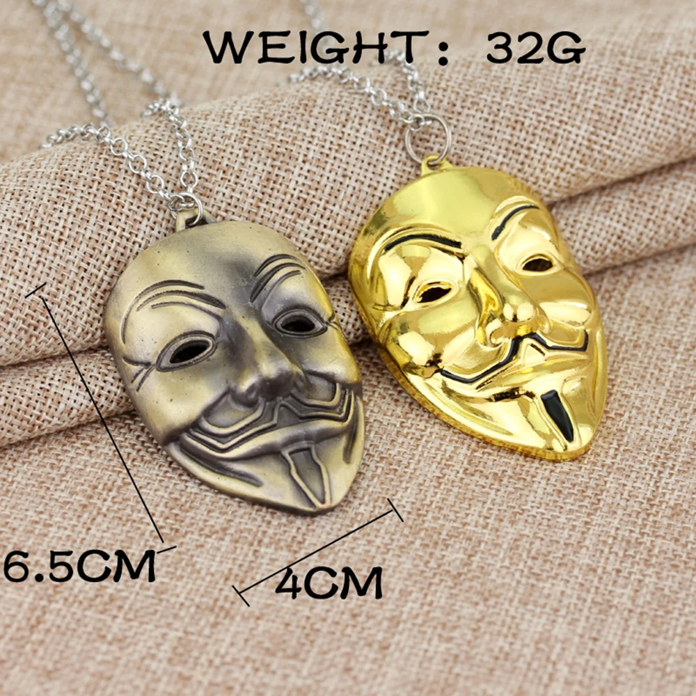 Car Pendant Necklace Decoration Mask Man V For Vendetta Hacker Mirror Trim Accessory Hanging Necklace Ornament Gift Car Pendant