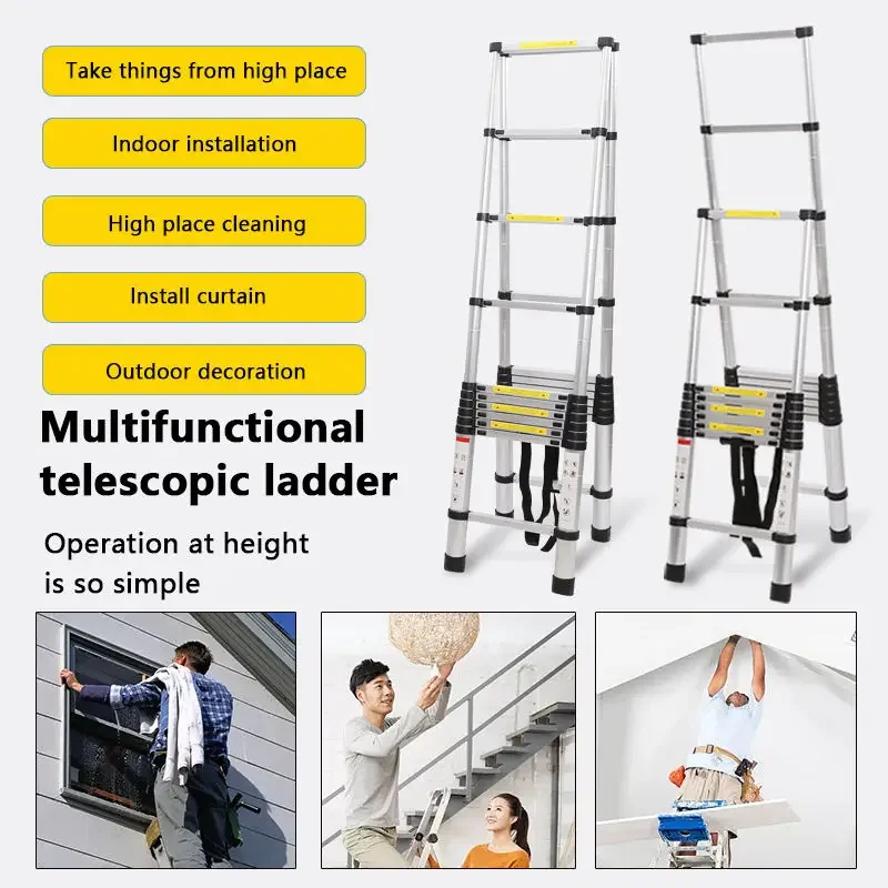 Household Aluminum Alloy Engineering Ladder Multifunctional Lifting Decoration Mobile Herringbone Ladder Walking Ladder