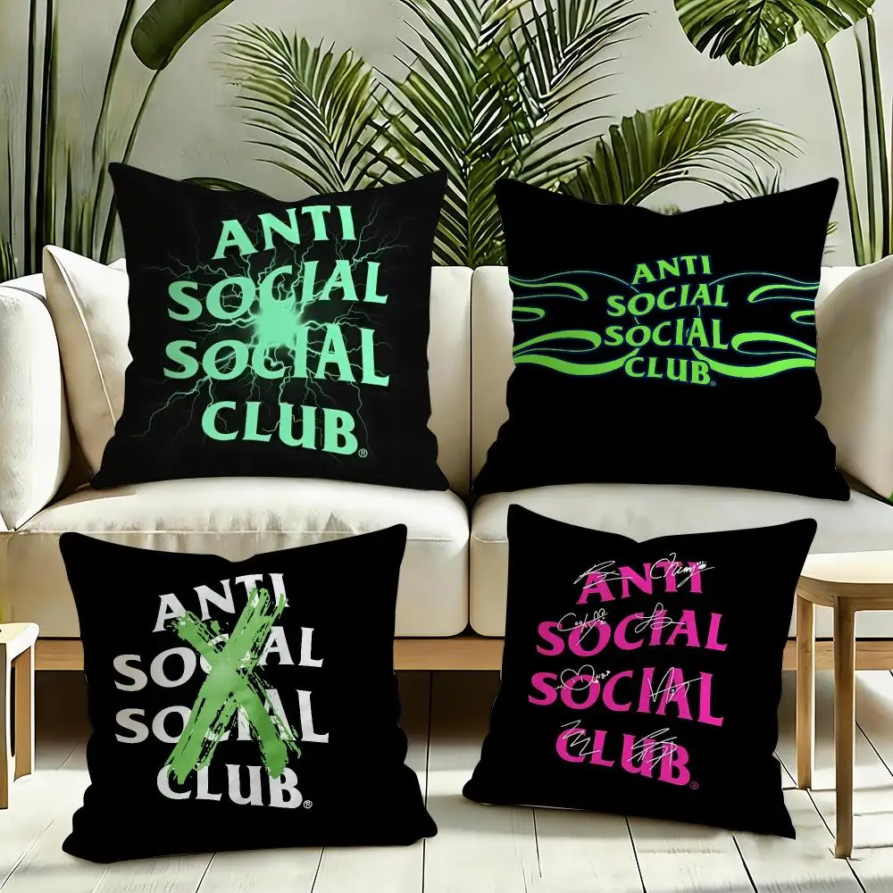 A-Anti Social Social Club Cushion Cover Square Decorative Sofa Cushion Cover Bedroom Living Room Home Decor Halloween Gift