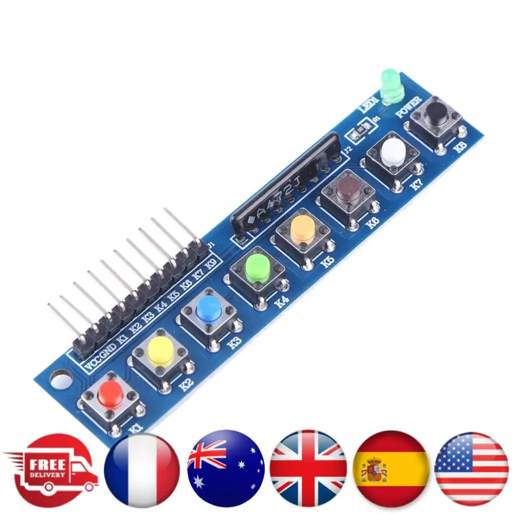Módulo de botão de toque com 8 teclas independentes com indicador LED Módulo de teclado Módulo de teclado para Arduino ARM