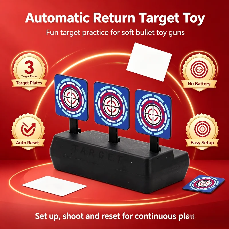 Vertical Auto Reset Shooting Target Mechanical Automatic Rebound Target Soft Projectile Practice Game Toy Accessories view 3