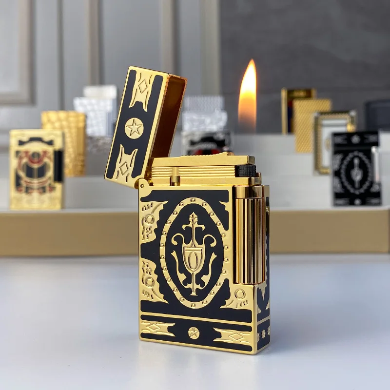 New commemorative edition single and double flame luxury lighter Ping Sound natural paint cigarette smoking butane lighter 18057