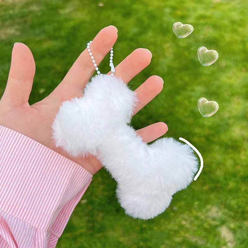 

Plush Squeaking Bone Keychain Cartoon Kawaii Charms Stuffed School Bag Pendant Soft Comfort