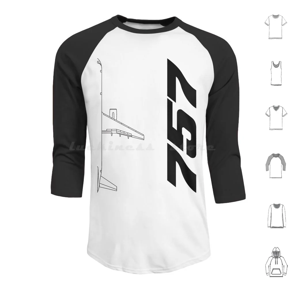 Boeing 757 Silueta Negro Vista superior Sudaderas con capucha Manga larga Boeing 757 Silueta Negro Vista superior Boeing 757 Negro Blanco