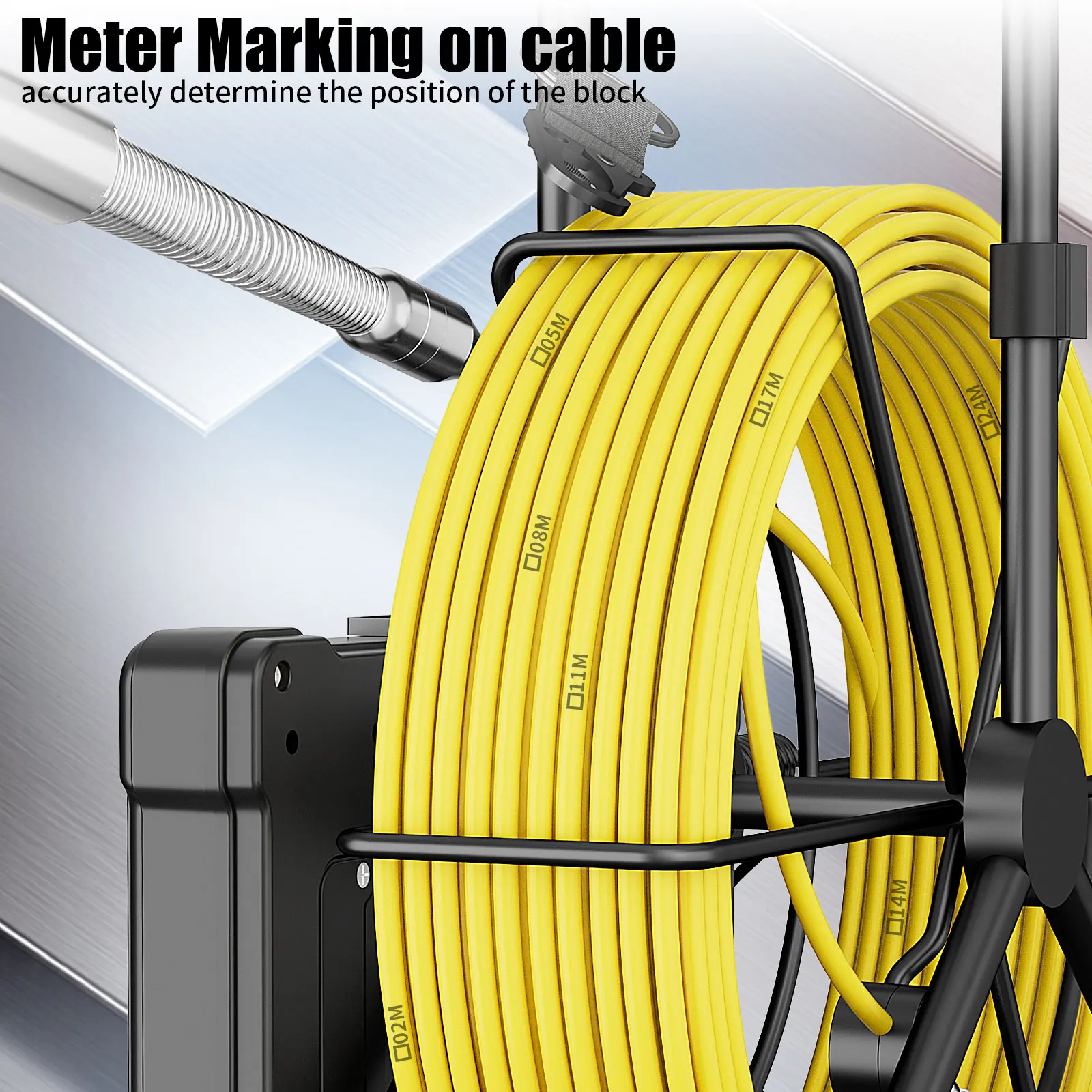 7" Sewer Inspection Camera,  512Hz Self-Leveling Sewer Camera with 10/20/30/50M Fiberglass Cable ,17MM/23MM HD Endoscope Camera image 4