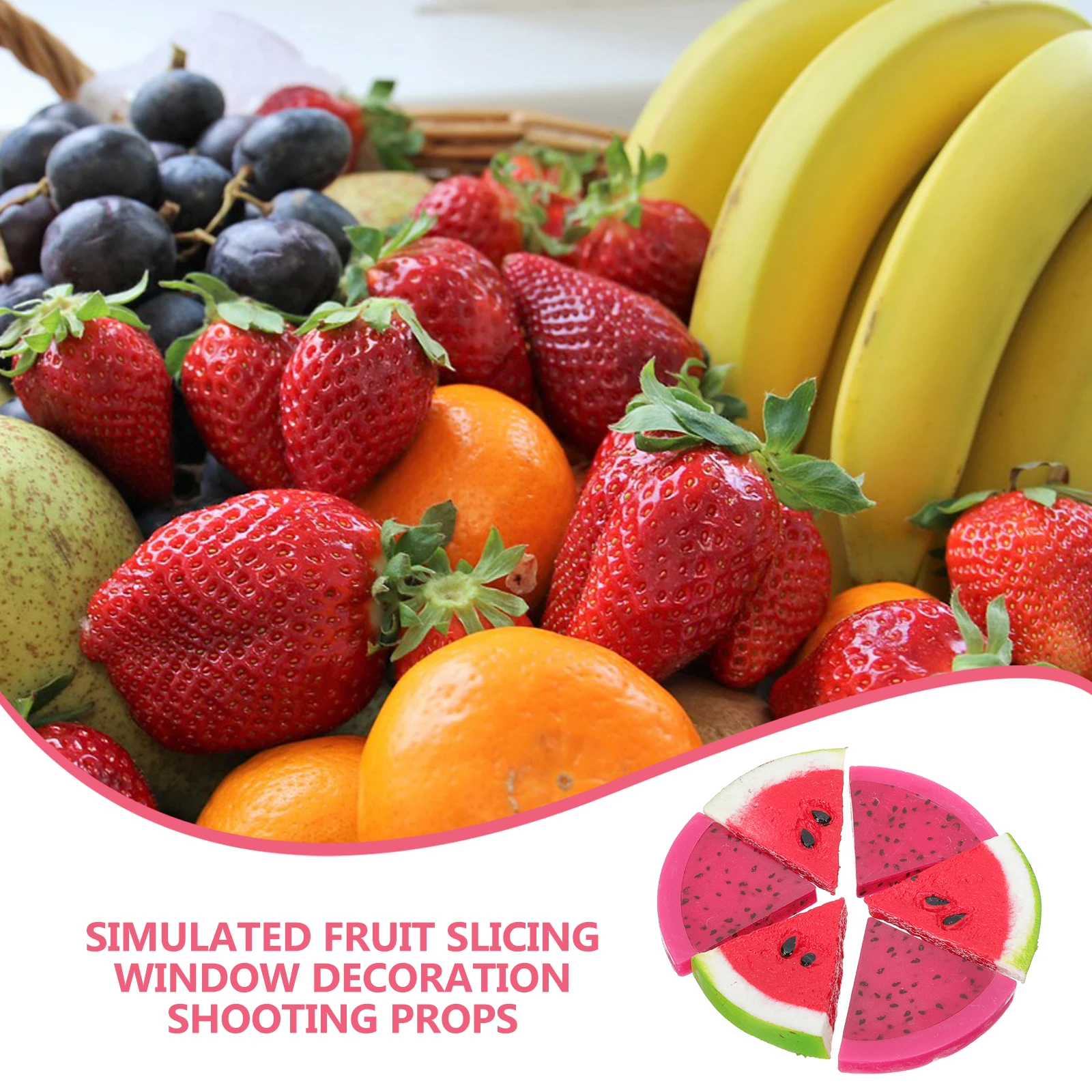 

1 set 1 Set Simulated Fruit Slice Watermelon Pitaya Slice Ornament Kitchen Decor Home Office Props Safe Material