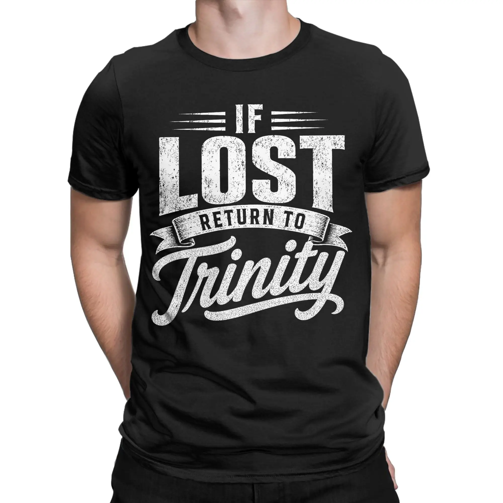 Men's If Lost Return to Trinity Couples Funny Matching T Shirts  Tops Leisure Short Sleeve O Neck Tee Shirt 4XL 5XL 6XL T-Shirt