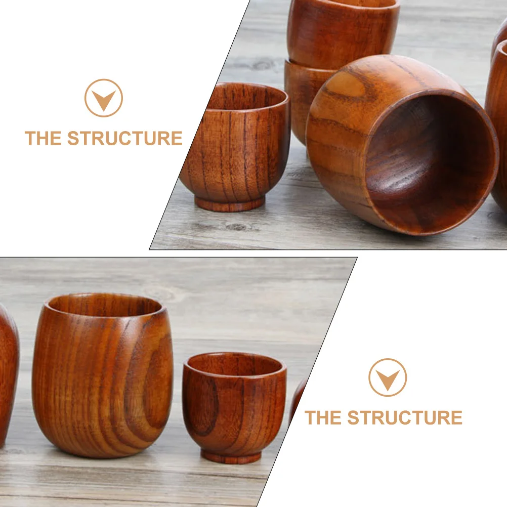 

1 Set Wooden Water Cup Premium Natural Wood Smooth Reusable Tea Beer Coffee Mug Household Home Restaurant Kitchen Bar