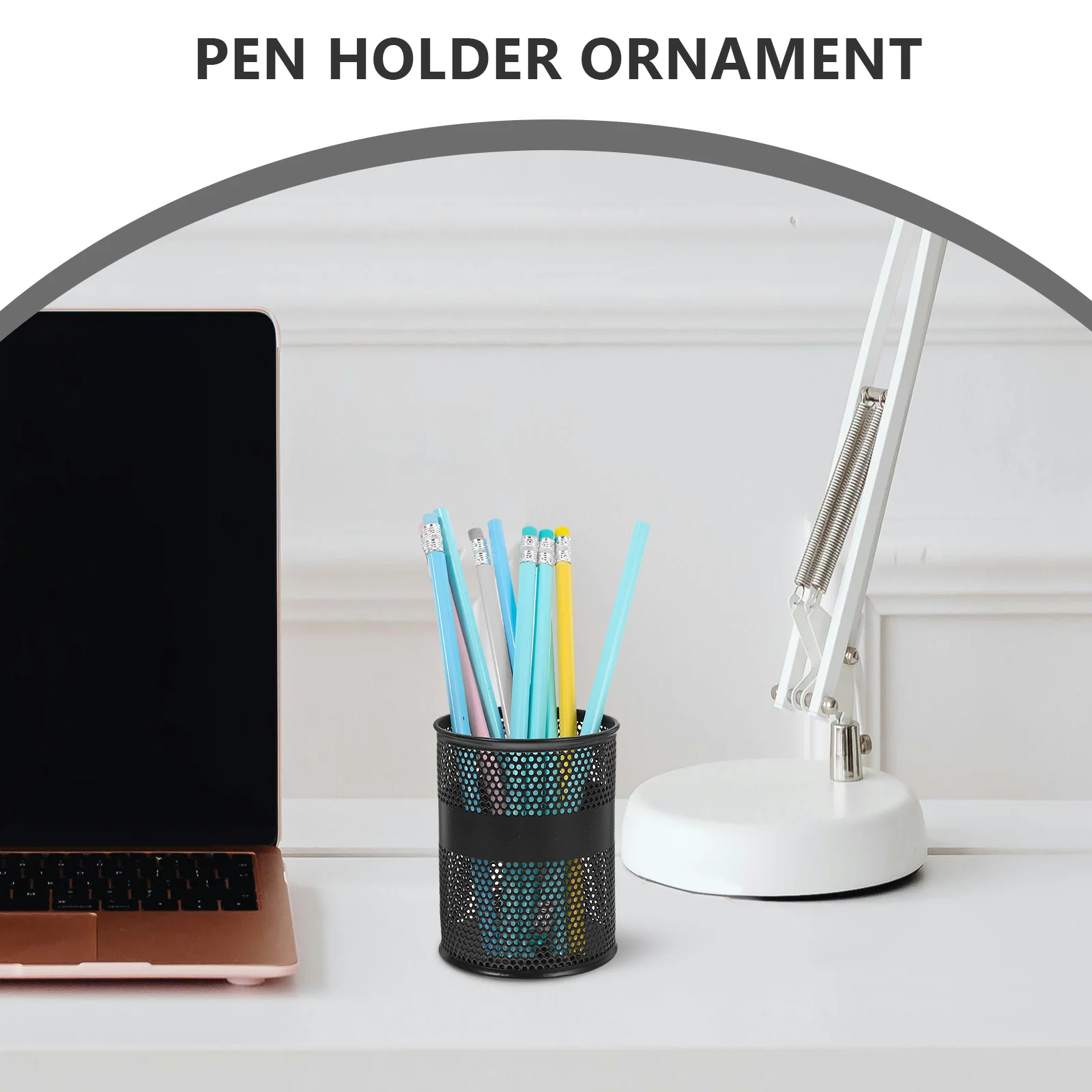 

Stable Base Metal Pen Holder for Desk Pencil Organizer Smooth Surface Grid Design Suitable for Office Study Room Library