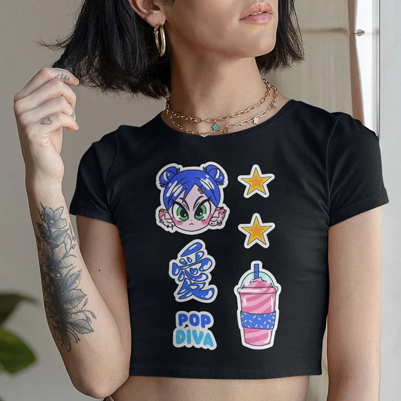 

2000s Tops for Women 2023 Kawaii Women's T-shirts Star Girl Y2k Top Clothing Female Graphic Tees Y2k Kitty Emo Goth Kpop Gothic