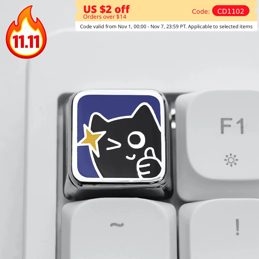 Low Profile Keycaps Mechanical Keyboards Metal Keycaps ESC Arrow Cute Cat Custom Magnetic Gaming Key Caps