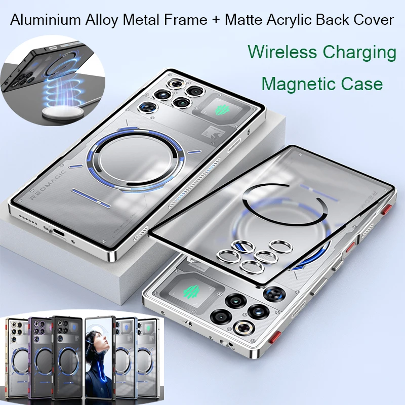

Магнитный металлический корпус Magsafe для Redmagic 11 Pro Plus Pro + 5G, металлический каркас из алюминиевого сплава, матовый прозрачный акриловый чехол