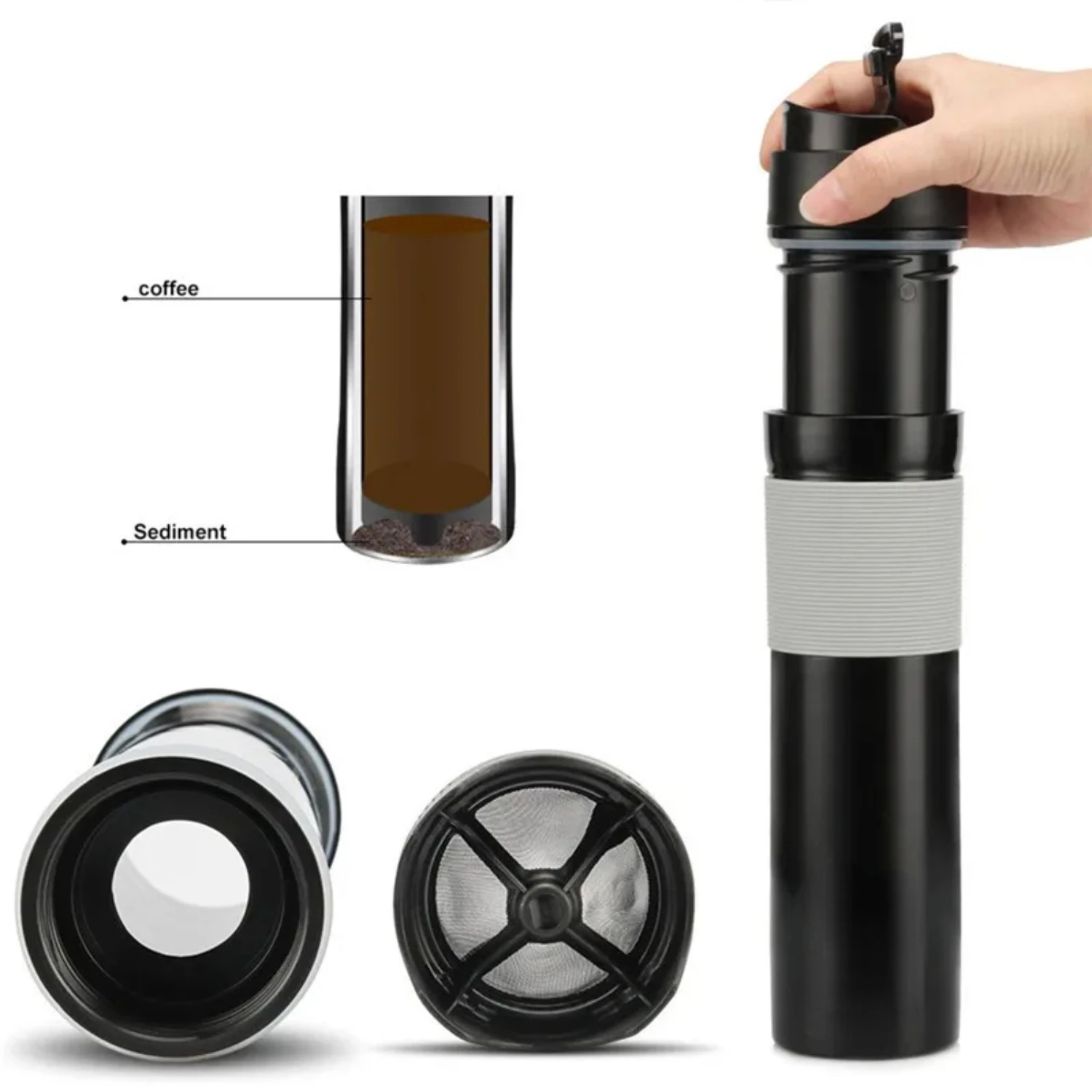 Convenient, Portable, and Compact Manual Espresso Coffee Maker for On-The-Go Travelers and Avid Coffee Connoisseurs - Stylish an