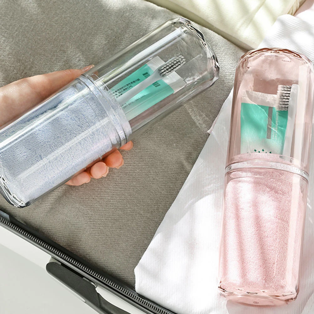 

Travel Wash Cup Portable Toothbrush Cups Reusable Holder Toothpaste Case Bathroom Organizer Compact Lightweight Save Space