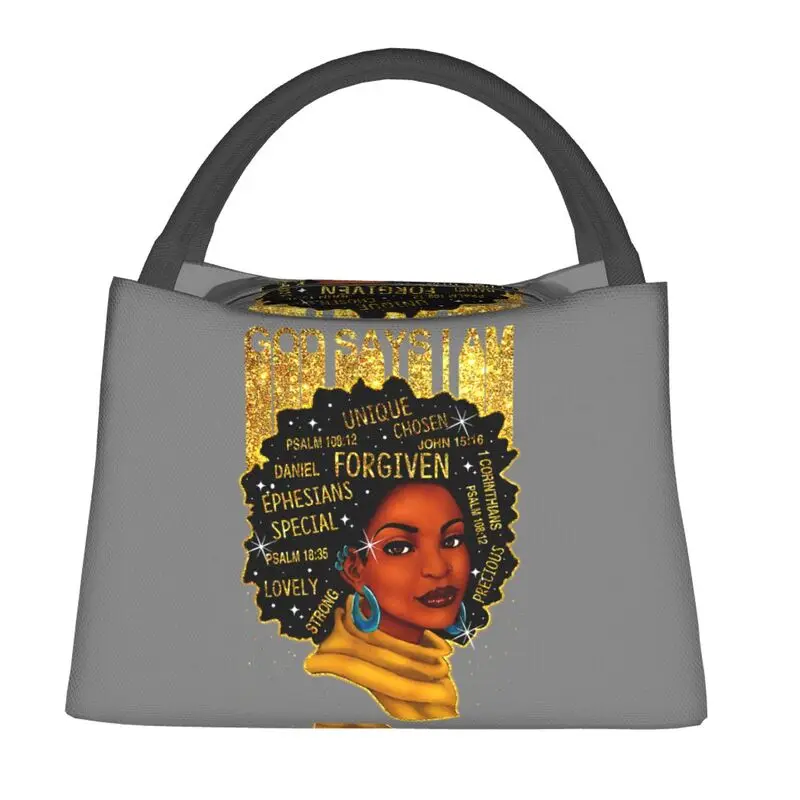 African American Girl Thermal Insulated Lunch Bags Women Black Women Resuable Lunch Container for Office Outdoor Meal Food Box