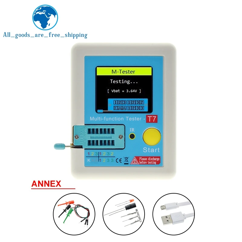 Imagem -02 - Transistor Tester Multímetro Display Colorido Tft Diodo Triode Mos Pnp Npn Capacitor Resistor Lcr-t7