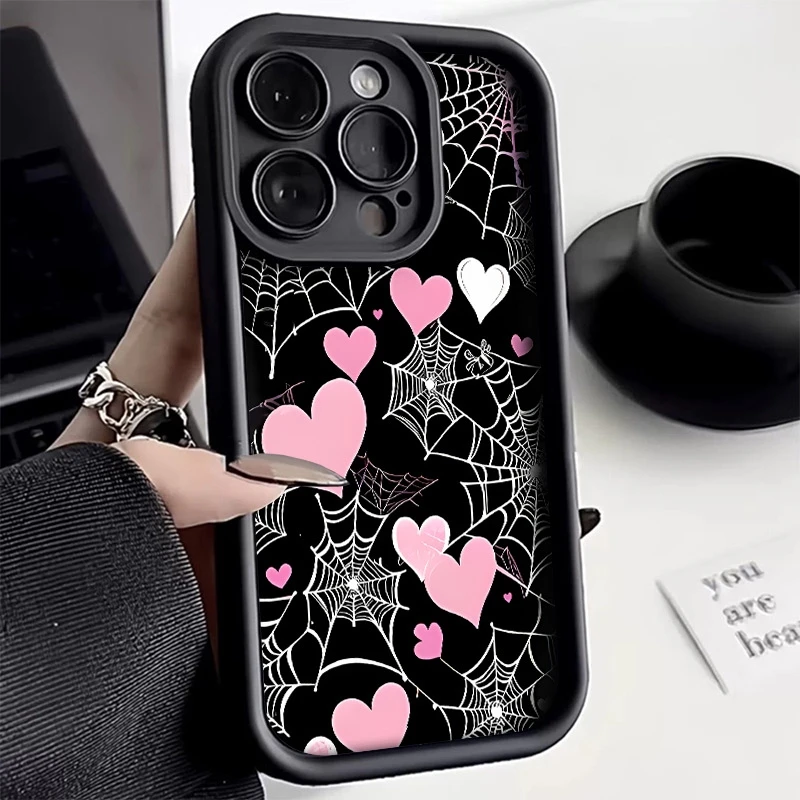 

Spider Web Love Phone Case For Xiaomi 14T Pro Cases Xiaomi 11 Lite 5G NE 15 14 13 12 13T 12T 11T Shockproof Soft Silicone Cover