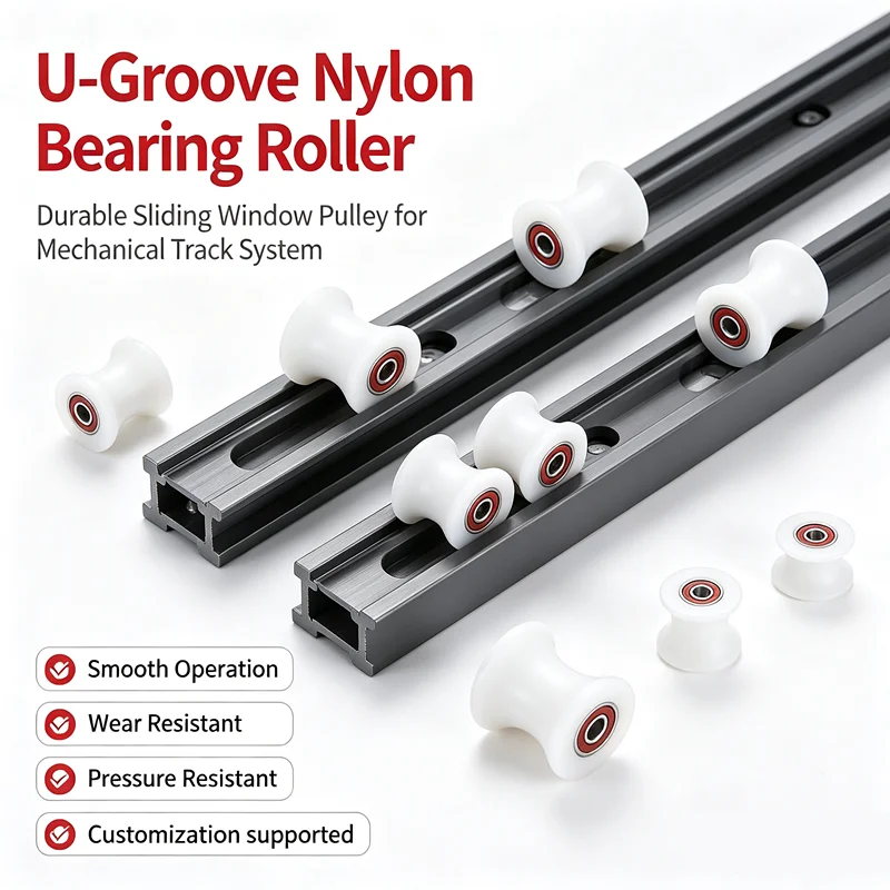 Durable U-Groove Nylon Bearing Roller Sliding Window Pulley Plastic Guide Wheel for Mechanical Track System
