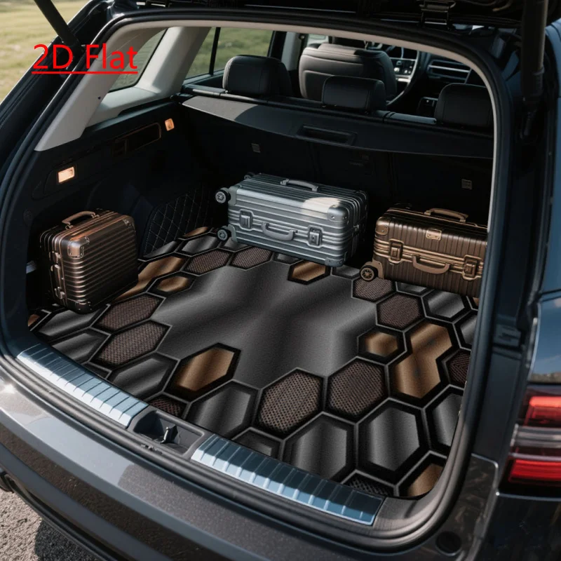 1pc Hexagon Graphic Print Car Trunk Mat, Outdoor Placemats, Universal Size, Car Trunk Cargo Protection Mat| Dedicated Trunk Floo