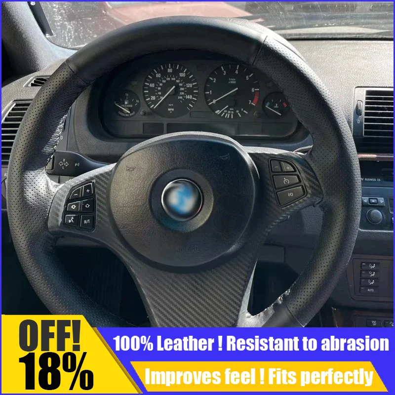 

Leather Car Steering Wheel Cover Fit For BMW E83 X3 2003-2010 E53 X5 2004-2006 Hand Sewing Custom Diy Auto Car Accessories