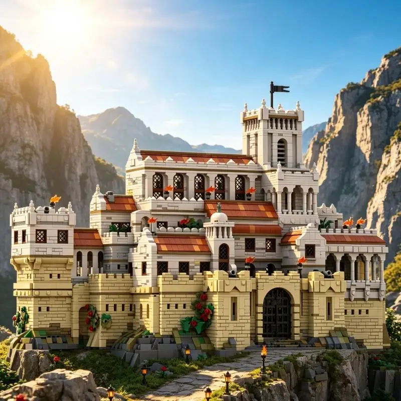 Monsburgh Fantasy Citadel MOC Building Blocks Grand Castle Display Model DIY Assembly Brick Desktop Scene Collectible