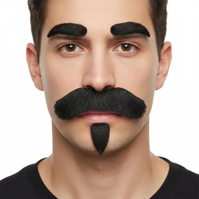 652F Conjunto adhesivo bigote y cejas Disfraz Halloween Disfraz cosplay