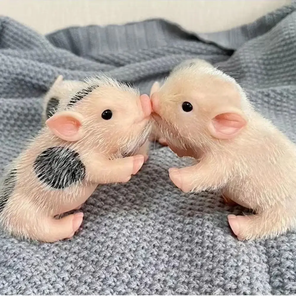 

Silicone Cartoon Simulation Pig Figurine Collection Statue Hairy Pig Miniaturas Ornament Micro Farm Jewelry Piggy Squeezing Game