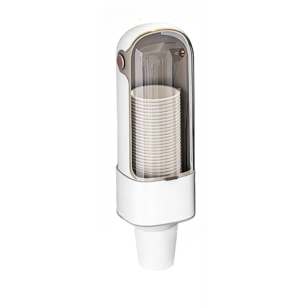 Mountable Cup Dispenser for Disposable Cups Transparent Top Panel Designed to Fit Common Paper and Plastic Cup Heights