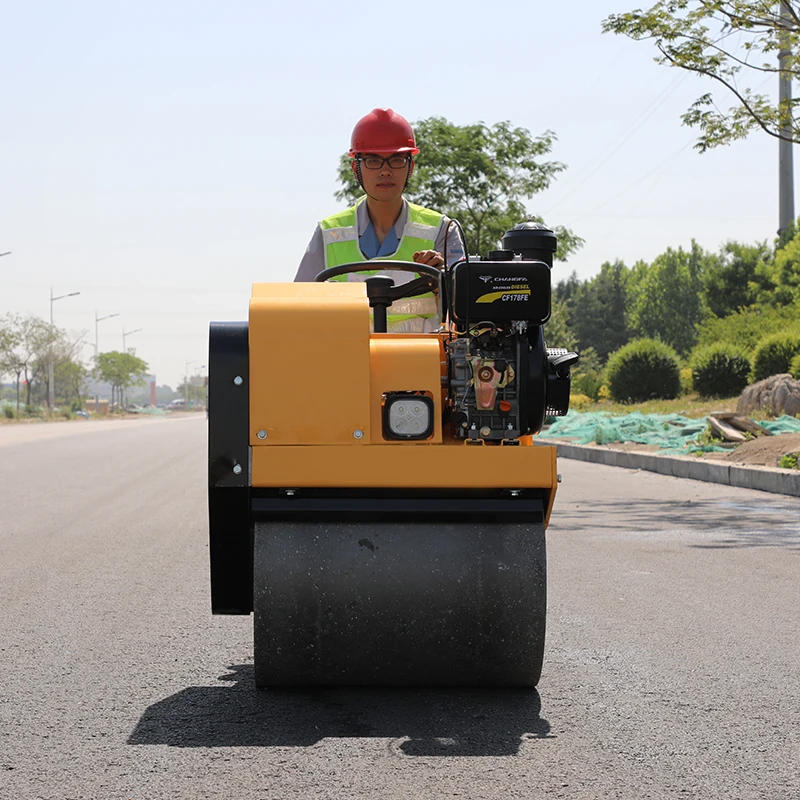 Hydraulic Road Compactor Double Drum Vibratory Roller Machine For Sidewalk Driveway Construction Work
