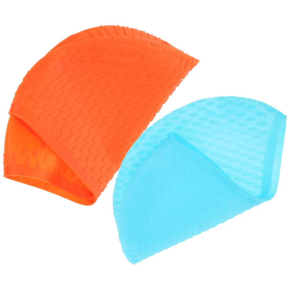 

2pcs Silicone Swim Caps For Women Men Long Hair Large Bathing Cap Waterproof Hair Protection Swimming Hat Durable Adult Unisex
