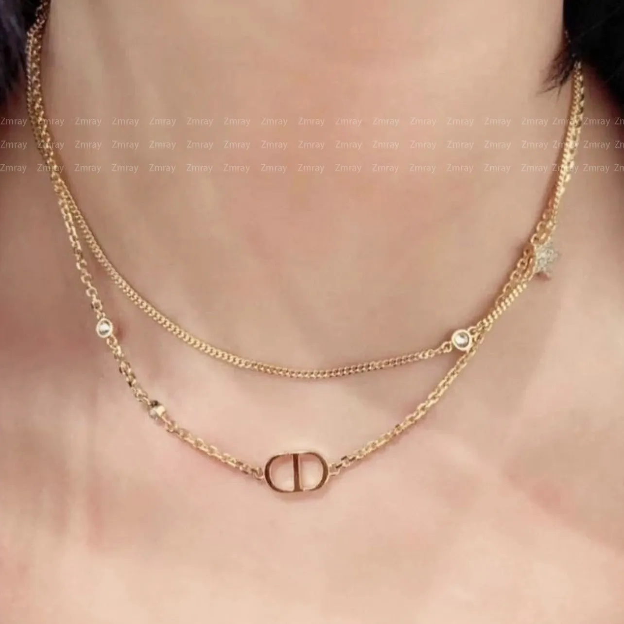 

Pentagram double-layer necklace for women, high-end, light luxury, niche, multi-layer stacked collarbone chain decoration accessories