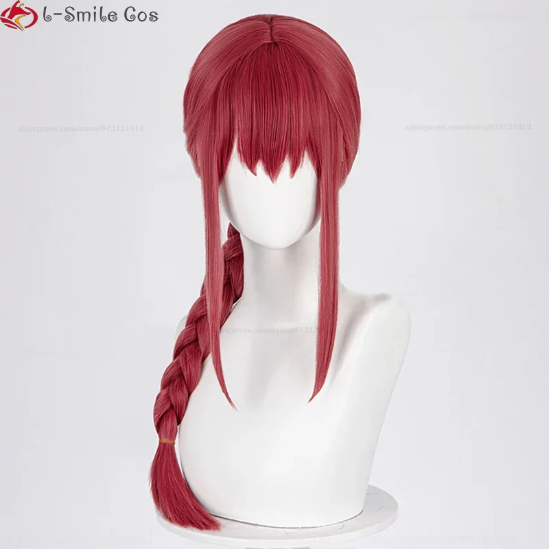 In magazzino Anime Makima parrucca Cosplay parrucche lunghe rosse intrecciate da donna parrucche sintetiche resistenti al calore parrucche Makima Cosplay + parrucca Cap