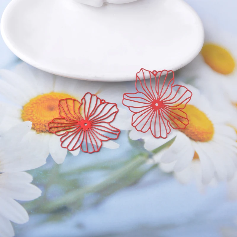 20 Stück AB9541 Schmuck-Ausstanzblumen-Anhänger, bemalte Verbindungsstücke, DIY-Zubehör für Damenohrringe und Halsketten – Detail 8