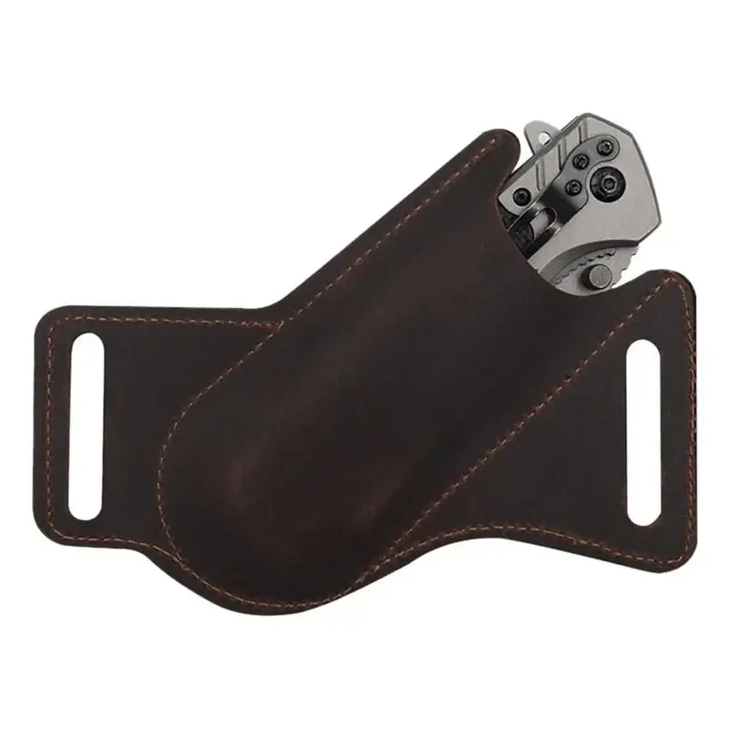 Leather/Cowhide Folding Knife Sheath for Belts Knife Cover Storage Pouch Knife Protective Case Multitool Pouch