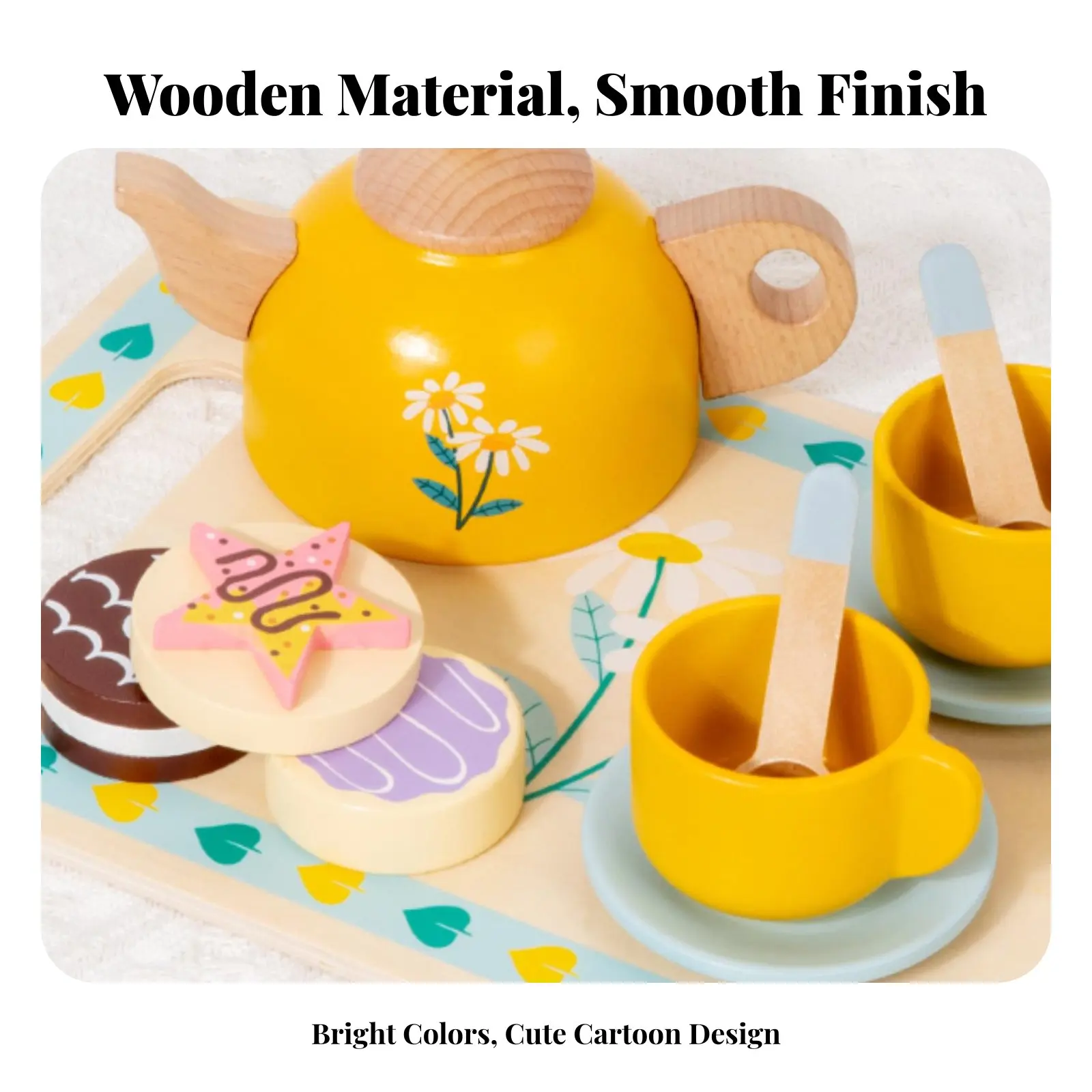 

Afternoon Tea Playset Role-Playing Fun Afternoon Tea Toy Set Pretend Dessert Set Educational Wooden Cake Playset for Children