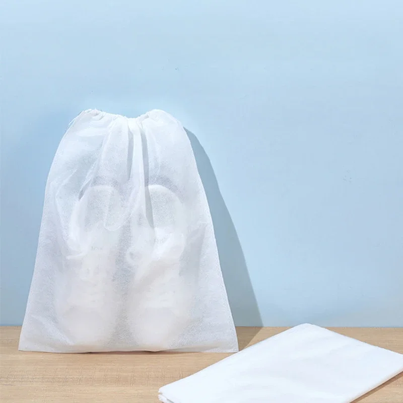 Portable Footwear Organizer Travel Storage Bag Nonwoven Transparent Drawstring Environmental Bag Dustproof Shoe Covers