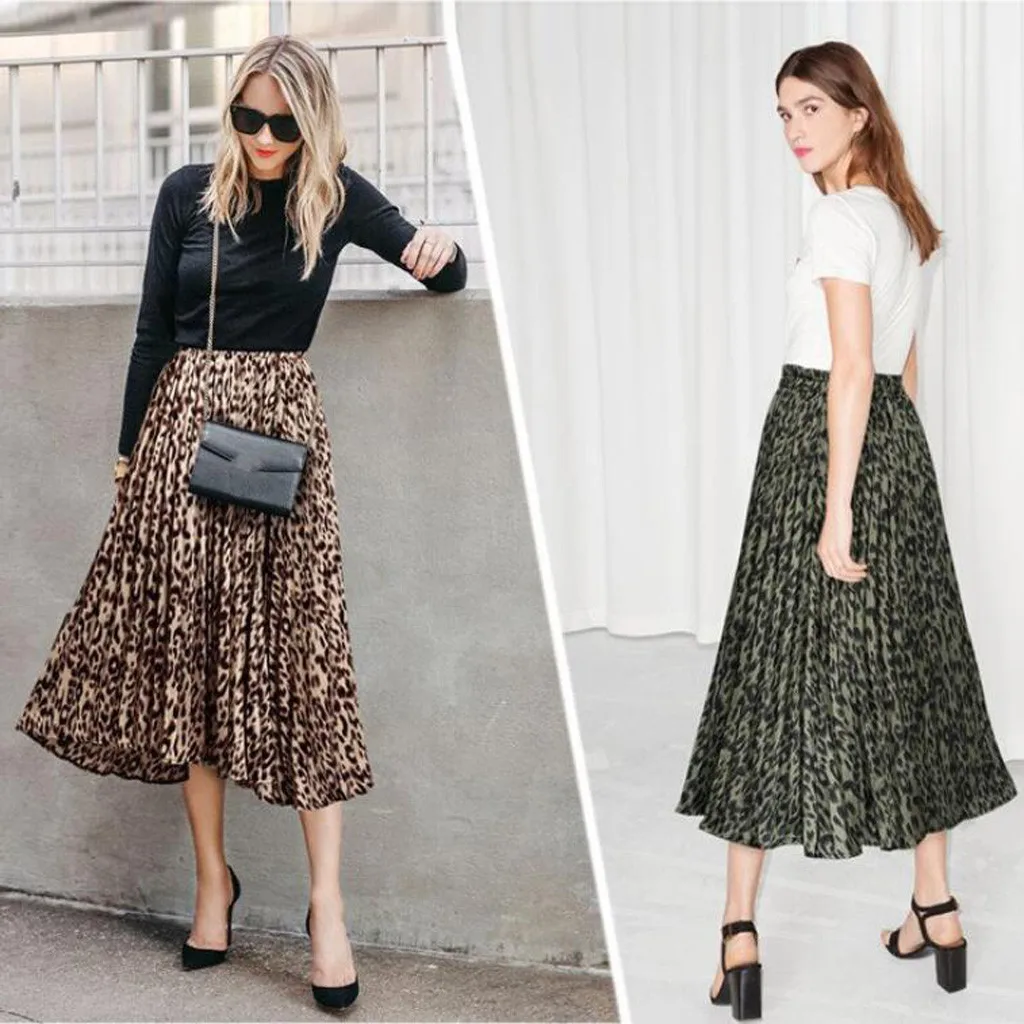 

Women Floral Print Chiffon Midi Skirt Summer New Stylish Midiskirt Big Hem Elastic Waist Skirt Holiday Party Beach Skirts Female