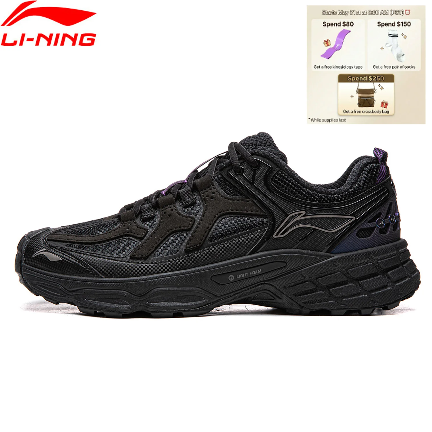 

Li-Ning Unisex CLY SHADE Outdoor Hiking Shoes LIGHT FOAM Cushioning Soft Reflective LiNing Casual Sneakers AHTV033