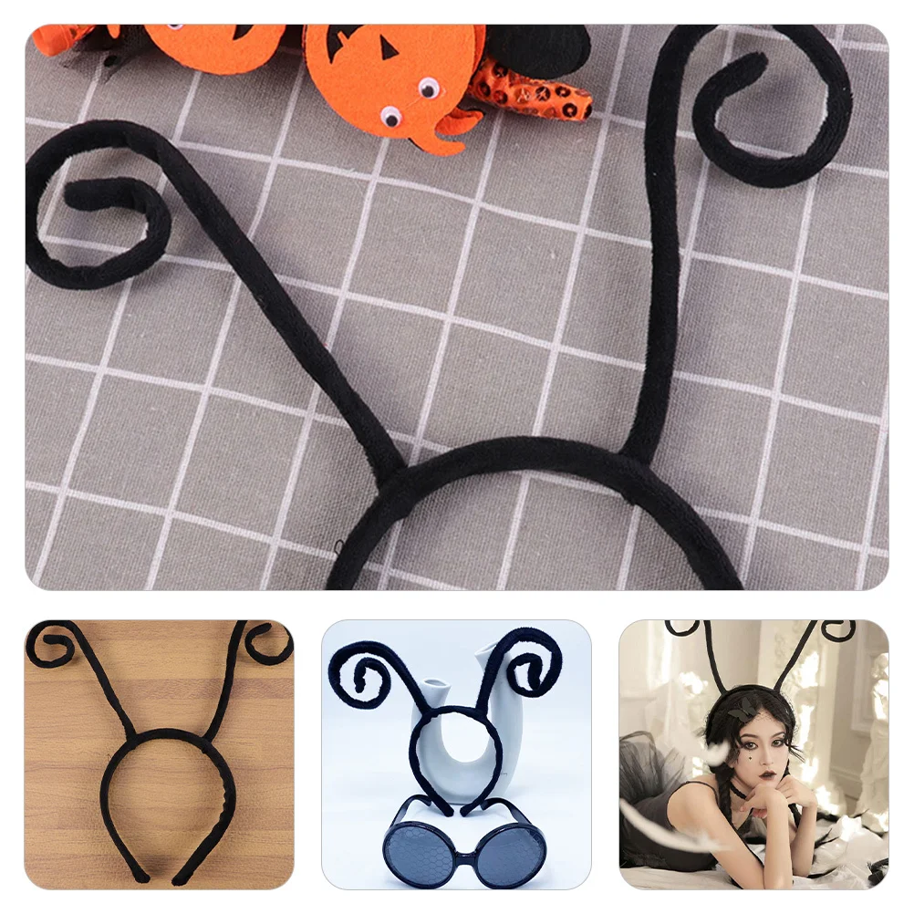 

1Set Bug Antenna Headband and Glasses Set Plastic Fabric Lightweight Comfortable Party Costume Accessory for Women