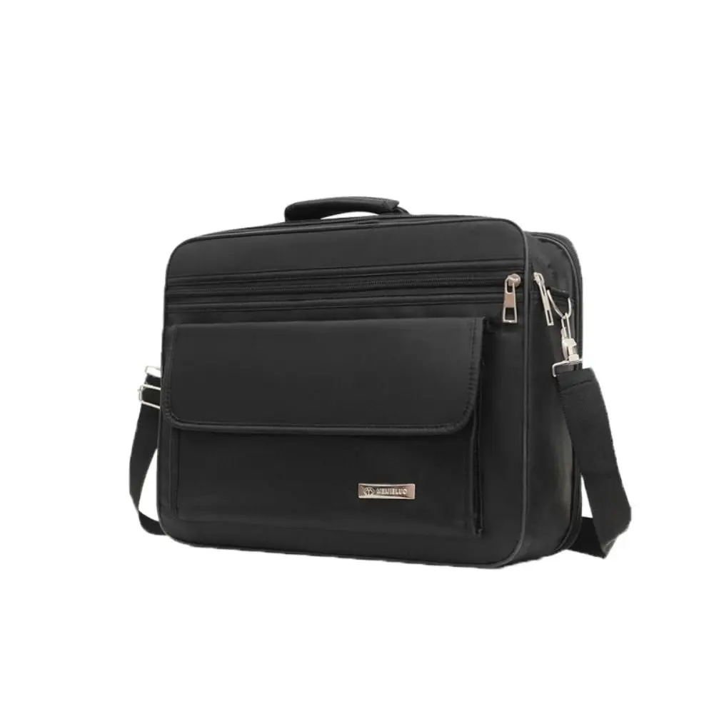 Handheld Men Briefcase Oxford Cloth Large Capacity Laptop Storage Diagonal Bag Black Single Shoulder Document Organize Travel